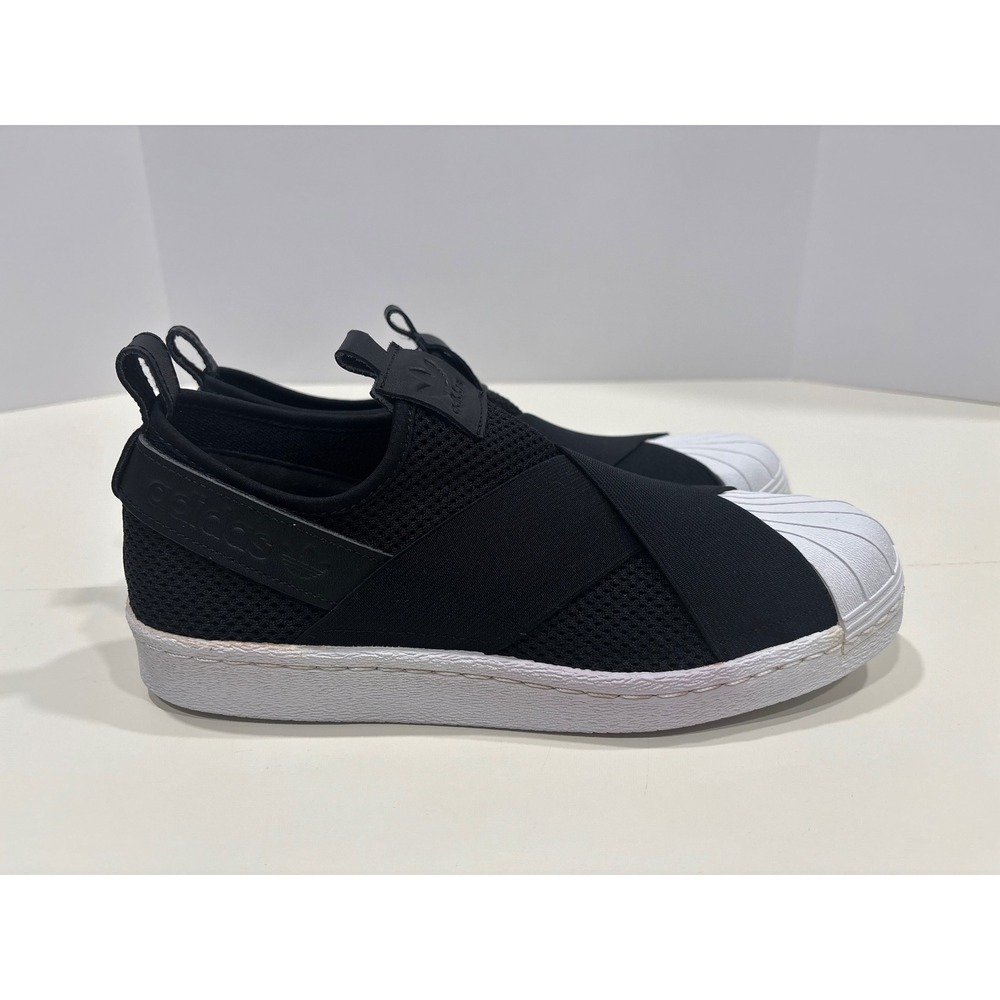 Adidas Superstar Slip-On Black White Mesh Shell Toe Sneakers BY2884 Womens 9.5